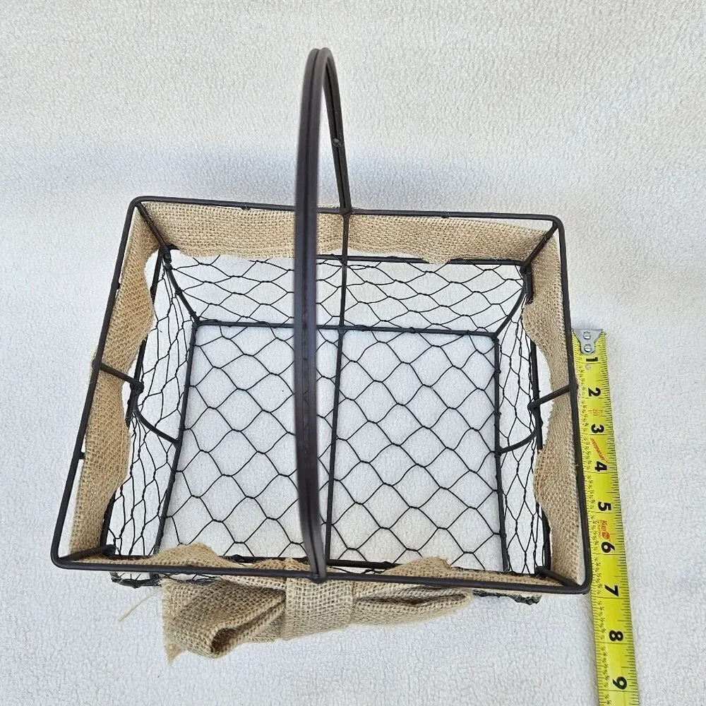 Large Bronze Metal Basket With Handle